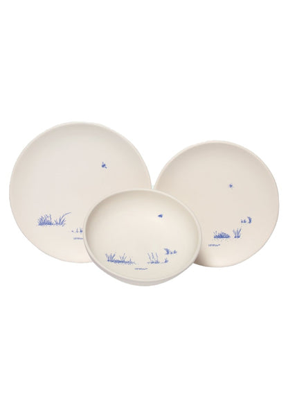 OFF-WHITE Ceramic Lunch Plate and Bowl Set White/Brilliant Green