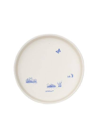 OFF-WHITE Ceramic Round Tray White/Brilliant Green