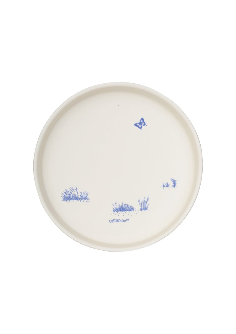 OFF-WHITE Ceramic Round Tray White/Brilliant Green