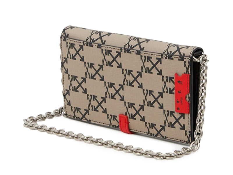 OFF-WHITE Chain Strap Wallet Arrows Monogram Brown/Black/Red