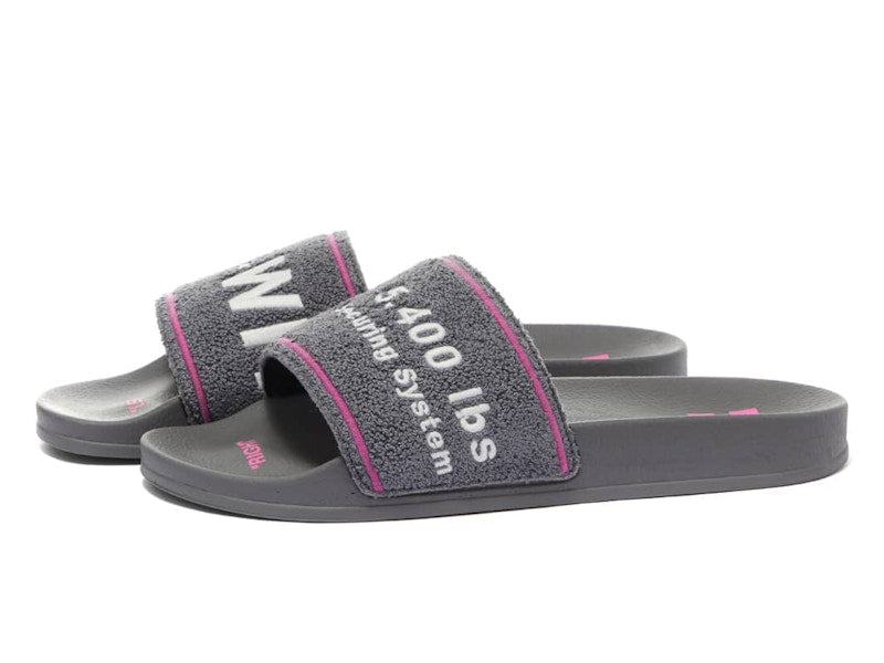 OFF-WHITE Chenille Slide Embroidered Grey Fuschia White