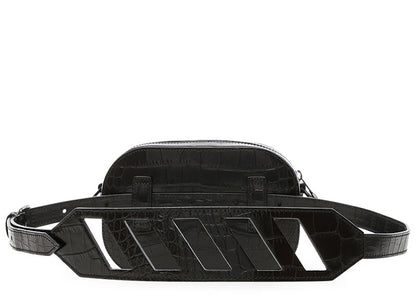 OFF-WHITE Cocco Camera Bag Crocodile Embossed Leather Black