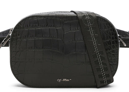 OFF-WHITE Cocco Camera Bag Crocodile Embossed Leather Black