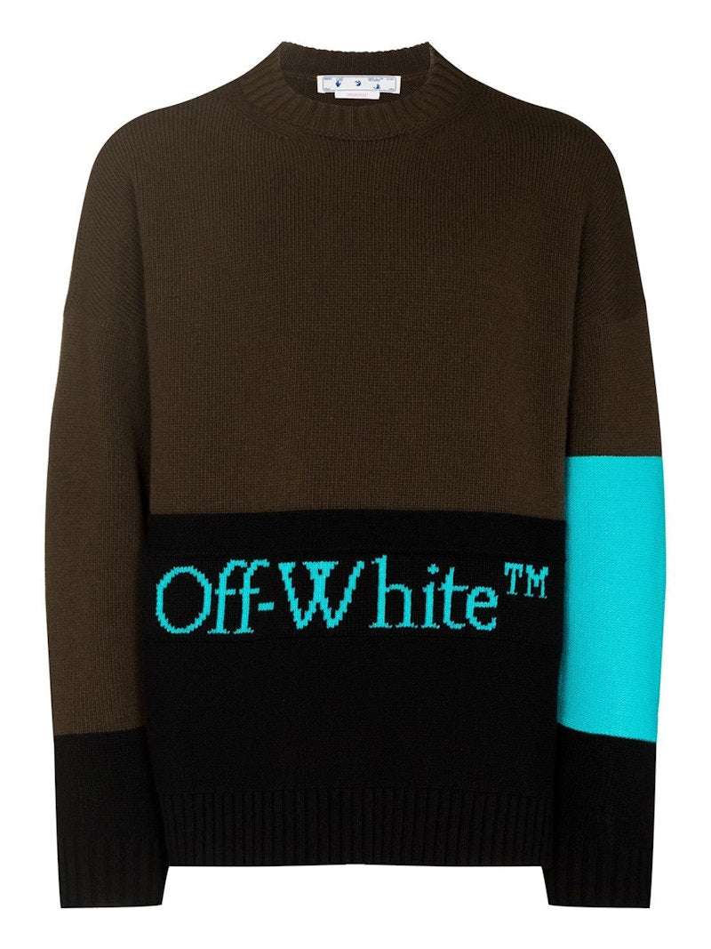 OFF-WHITE Color Block Logo Knit Sweater Brown/Black/Blue