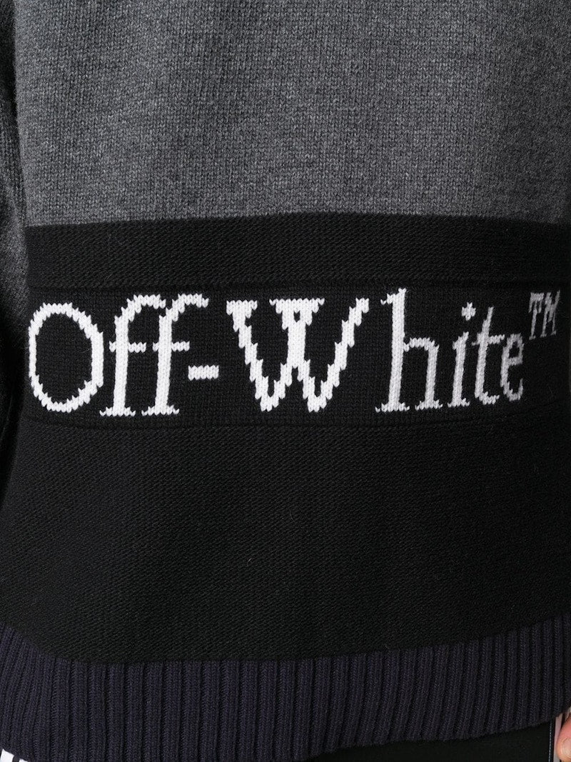 OFF-WHITE Color Block Logo Sweater Dark Grey/White