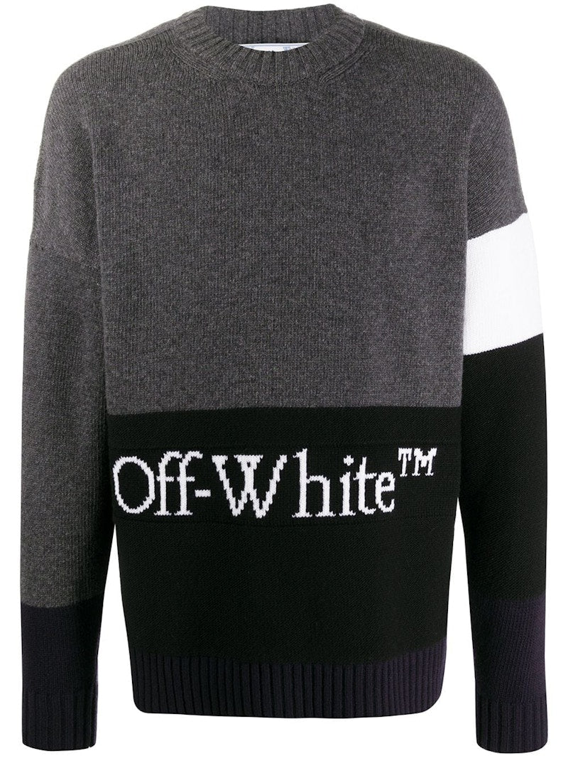 OFF-WHITE Color Block Logo Sweater Dark Grey/White