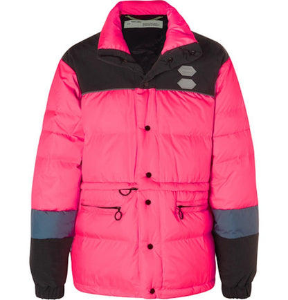 OFF-WHITE Colour Block Quilted Shell Down Jacket Pink/Black