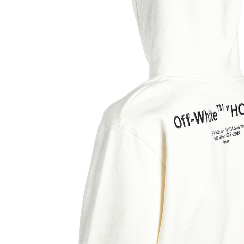 OFF-WHITE Cropped Embroidered Logo Hoodie Cream/Black