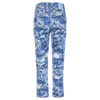 OFF-WHITE Cropped Tapestry Denim Jeans Blue/Multicolor