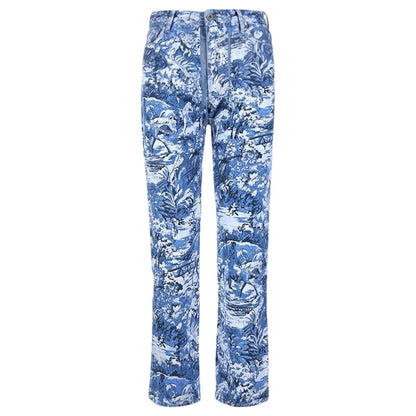 OFF-WHITE Cropped Tapestry Denim Jeans Blue/Multicolor