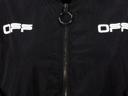 OFF-WHITE Cropped Varsity Bomber Jacket Black/White