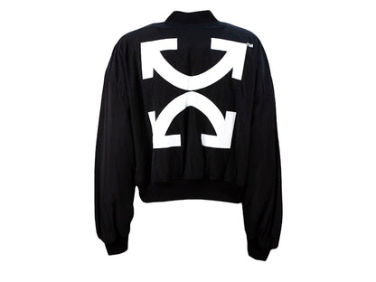 OFF-WHITE Cropped Varsity Bomber Jacket Black/White