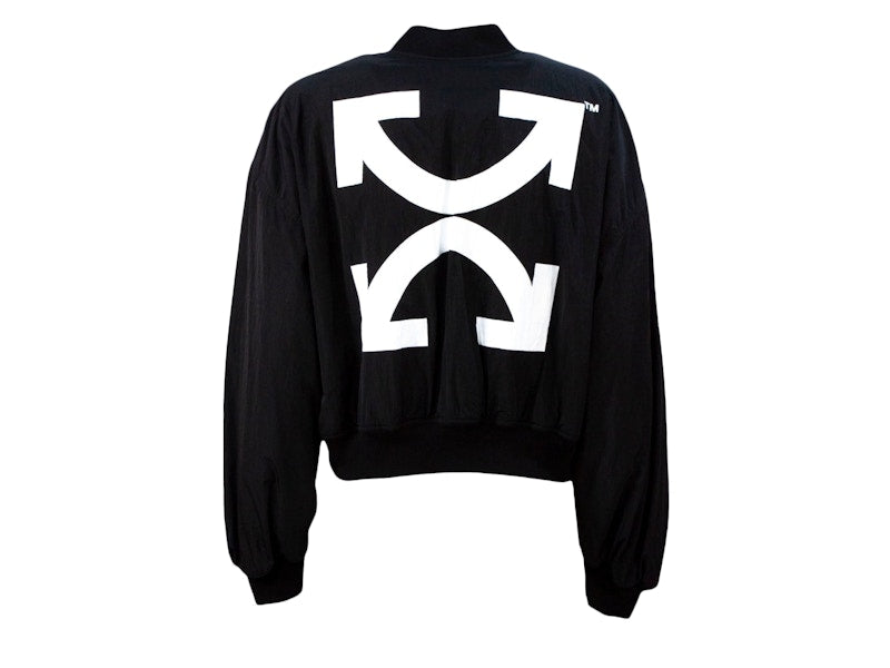 OFF-WHITE Cropped Varsity Bomber Jacket Black/White