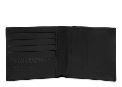 OFF-WHITE Debossed "For Money" Quote Bifold Wallet (8 Slot) Black