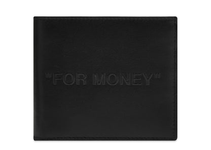 OFF-WHITE Debossed "For Money" Quote Bifold Wallet (8 Slot) Black