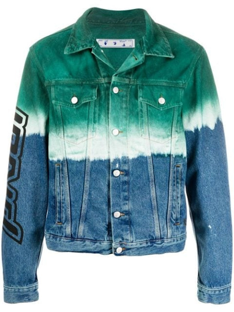 OFF-WHITE Degrade Stencil Arrows Denim Jacket Dark Blue/Green Black