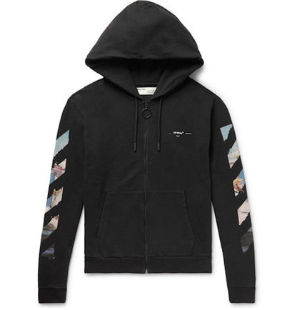 OFF-WHITE Diag Arrows Zip Up Hoodie Black/Multicolor