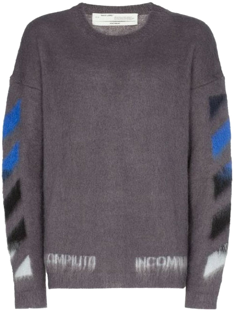 OFF-WHITE Diag Brushed Sweater Melange Grey/Multicolor