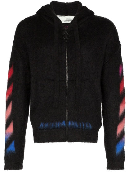 OFF-WHITE Diag Brushed Zipped Hoodie Black/Multicolor