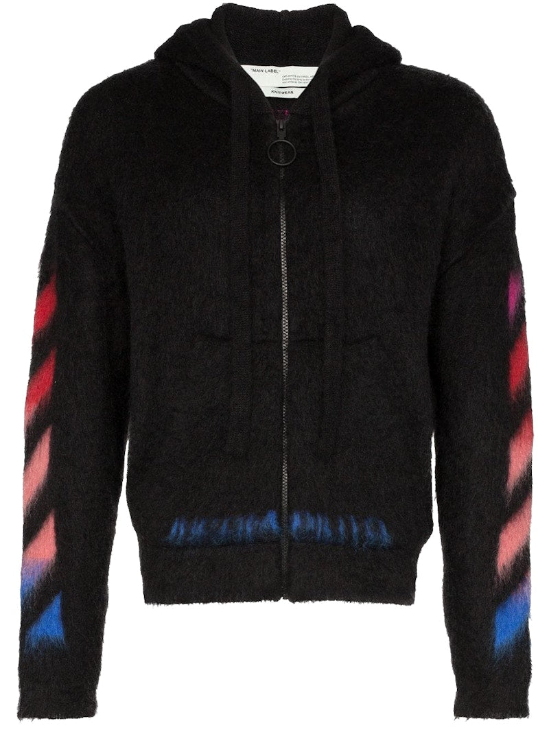 OFF-WHITE Diag Brushed Zipped Hoodie Black/Multicolor