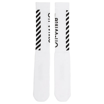 OFF-WHITE Diag Logo Intarsia Stretch Socks White/Black