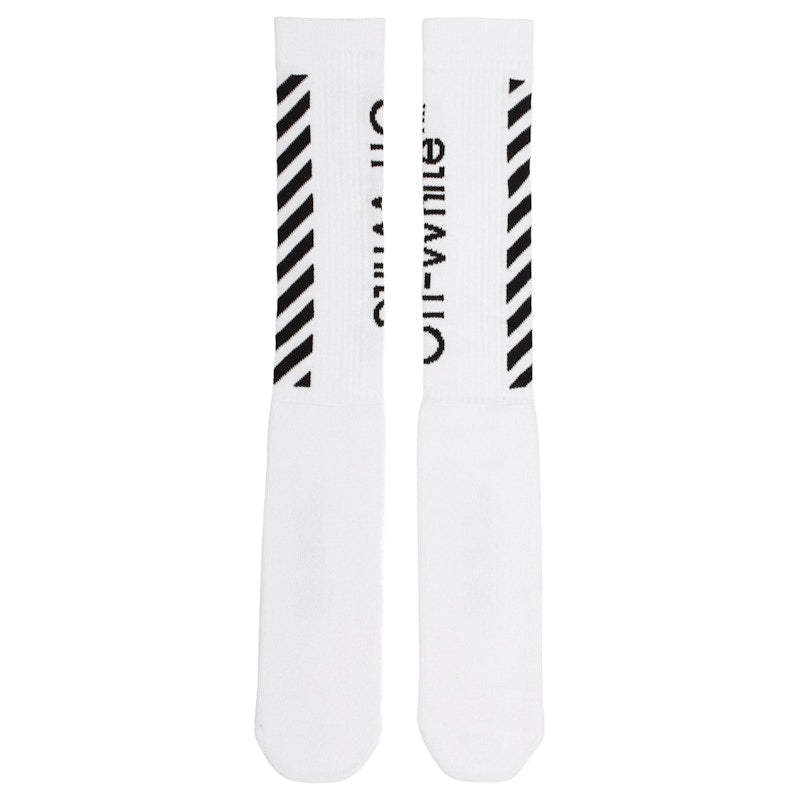 OFF-WHITE Diag Logo Intarsia Stretch Socks White/Black
