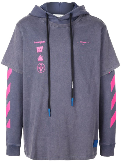 OFF-WHITE Diag Mariana Hooded T-shirt Blue/Multicolor