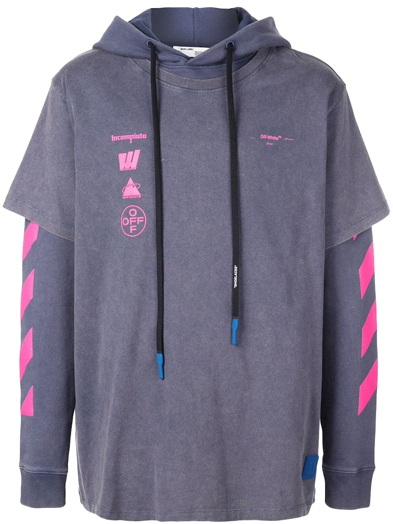 OFF-WHITE Diag Mariana Hooded T-shirt Blue/Multicolor