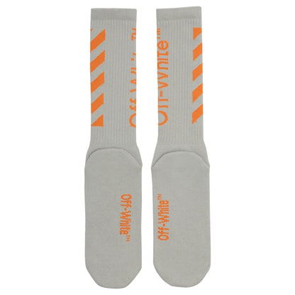 OFF-WHITE Diag Mid Socks Light Grey/Orange
