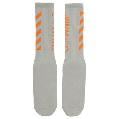 OFF-WHITE Diag Mid Socks Light Grey/Orange