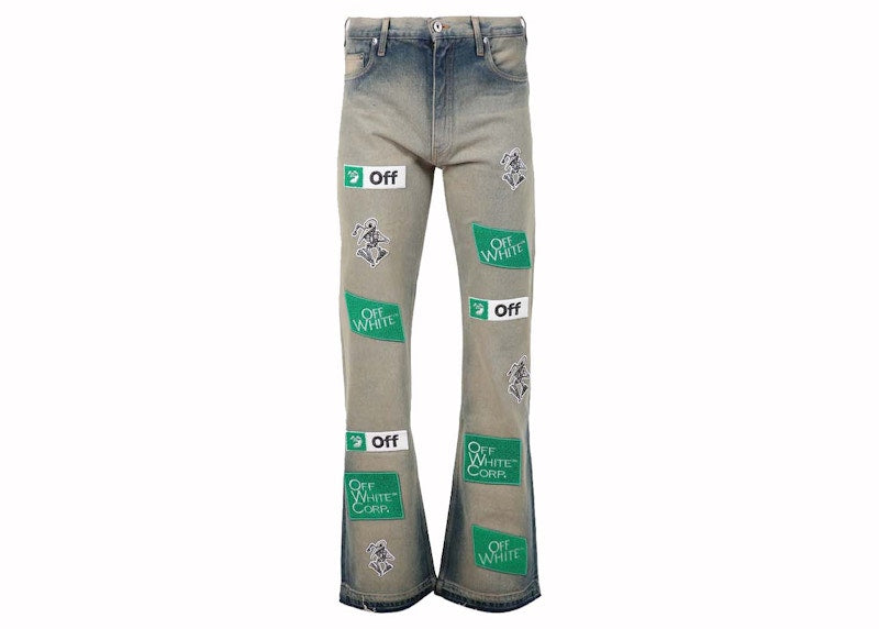 OFF-WHITE Diag Multilogo Relax Slim Jeans Grey
