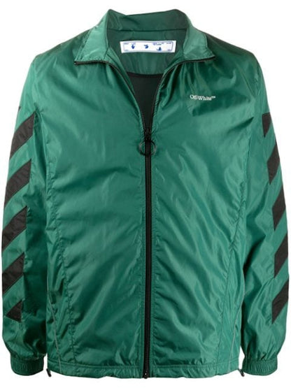OFF-WHITE Diag Nylon Full Zip Jacket Dark Green/White