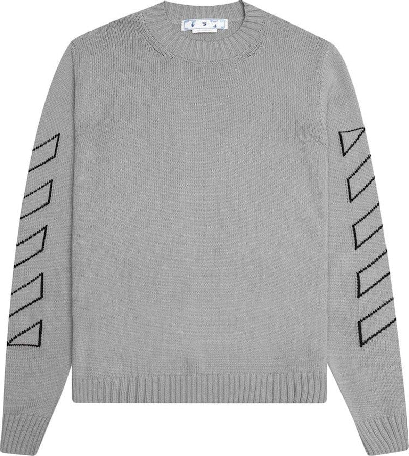 OFF-WHITE Diag Outline Arrow Knit Crewneck Grey