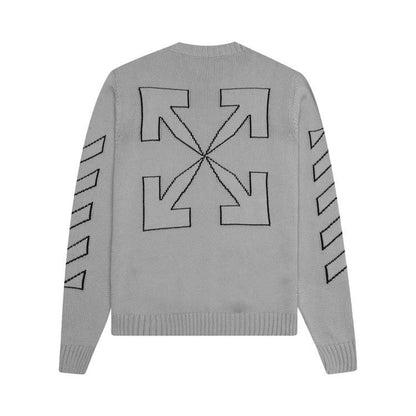 OFF-WHITE Diag Outline Arrow Knit Crewneck Grey