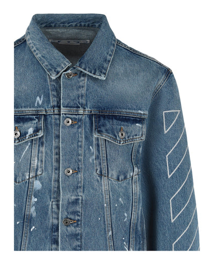 OFF-WHITE Diag Outline Denim Jacket Blue