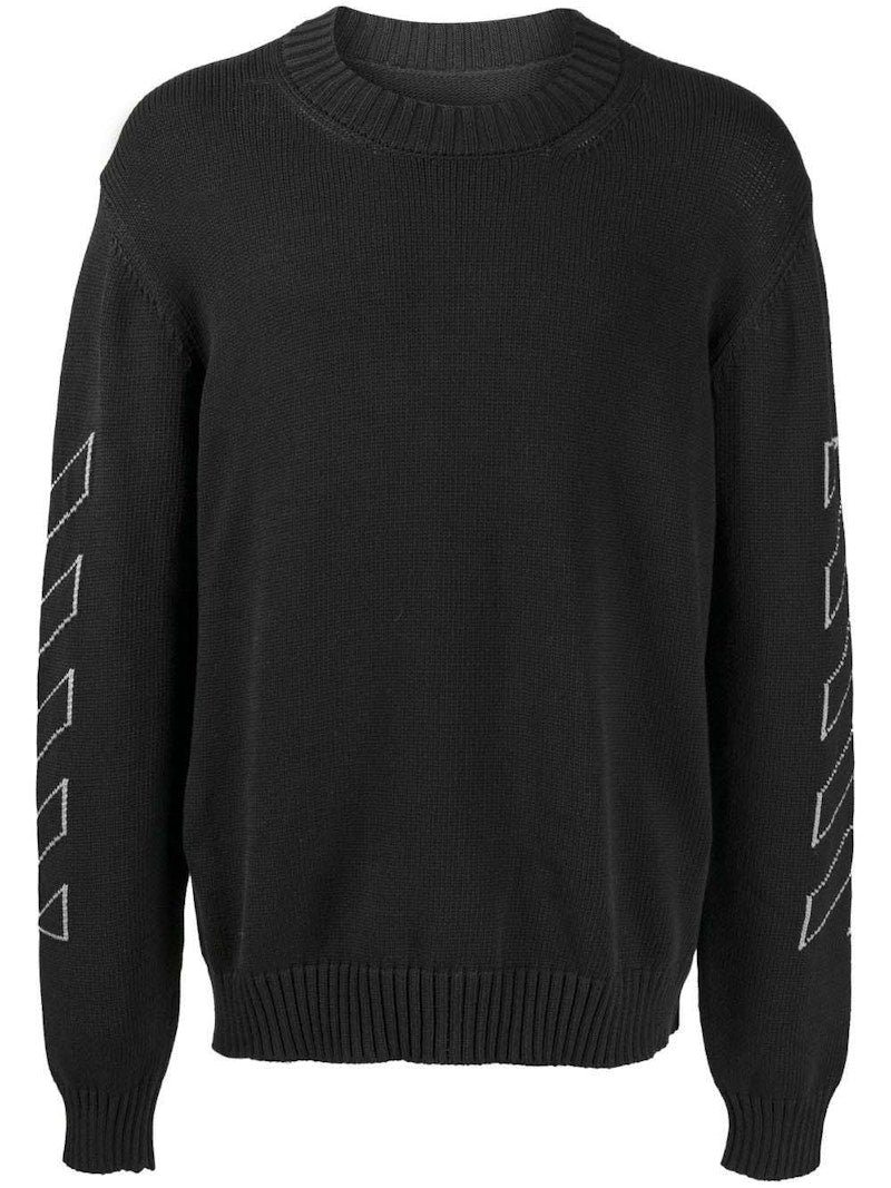 OFF-WHITE Diag Outline Knit Crewneck Sweater Black