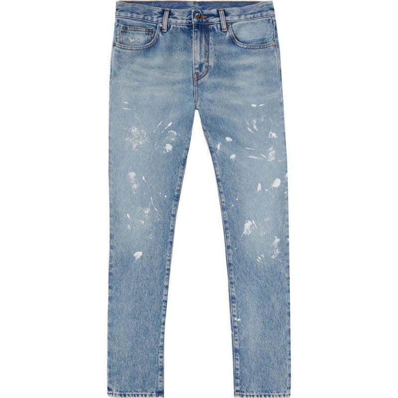 OFF-WHITE Diag Outline Paint Skinny Jeans Vintage Blue
