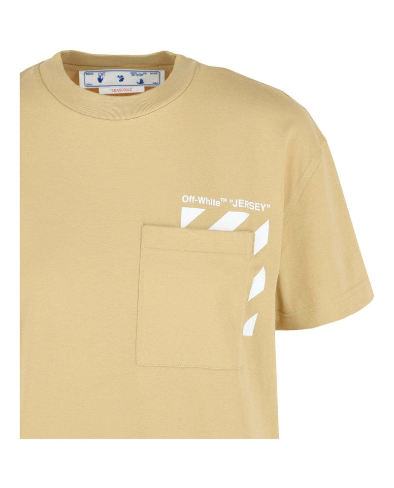 OFF-WHITE Diag Pocket Casual T-Shirt Beige