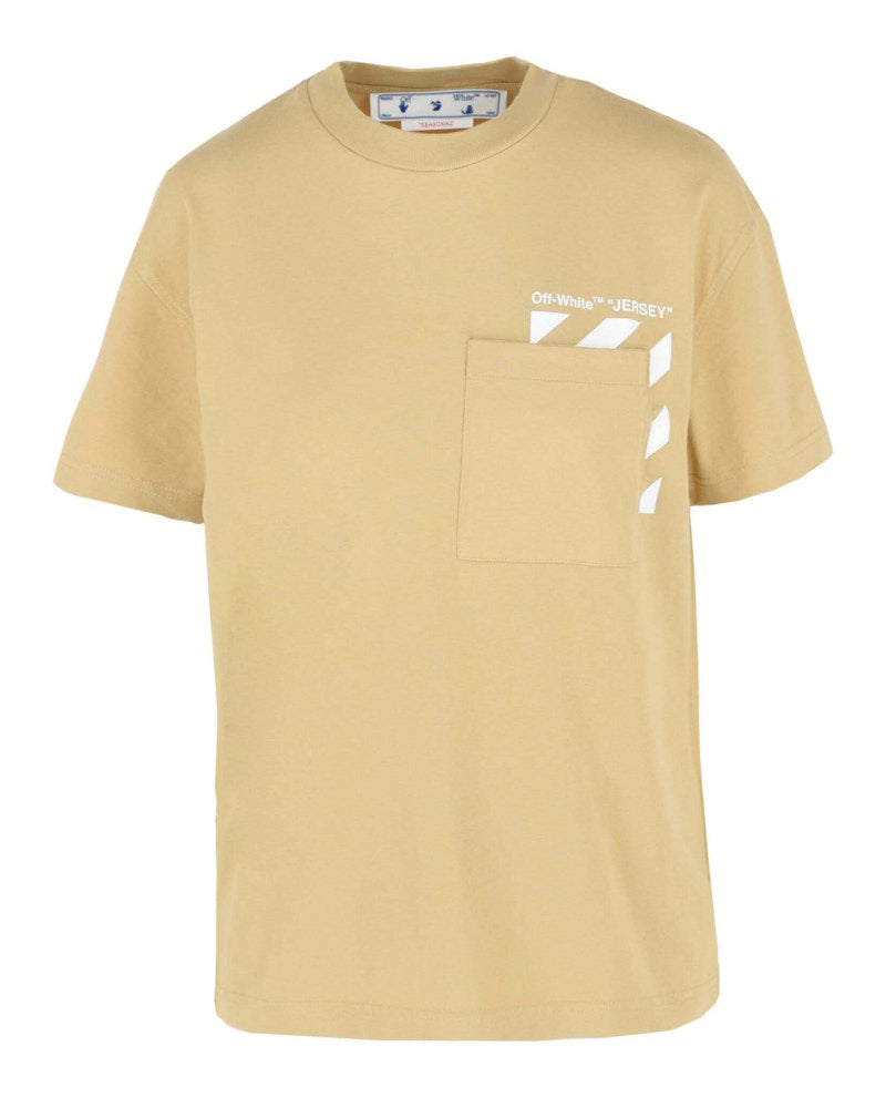 OFF-WHITE Diag Pocket Casual T-Shirt Beige