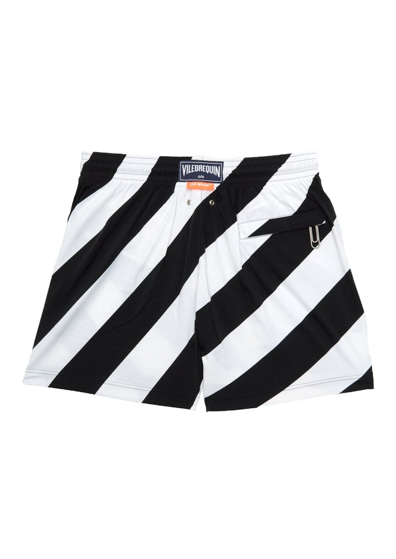 OFF-WHITE Diag Print Swim Shorts Black/White