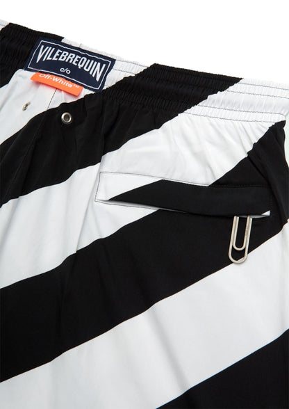 OFF-WHITE Diag Print Swim Shorts Black/White