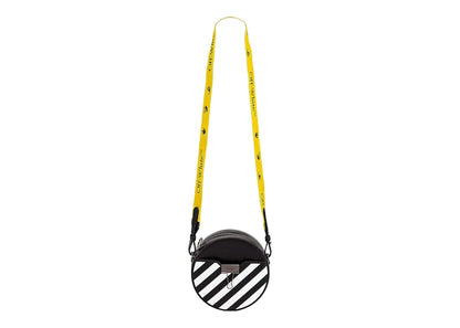 OFF-WHITE Diag Round Bag Black/White with Yellow Strap