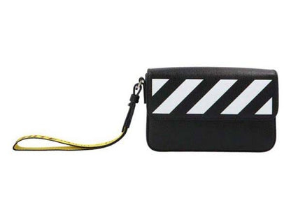 OFF-WHITE Diag Saffiano Clutch Black/White