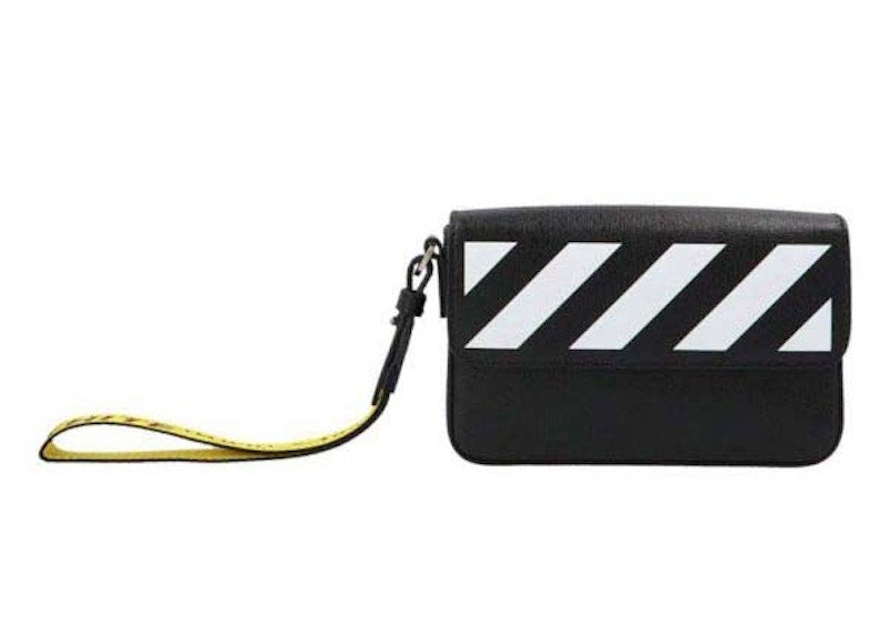 OFF-WHITE Diag Saffiano Clutch Black/White