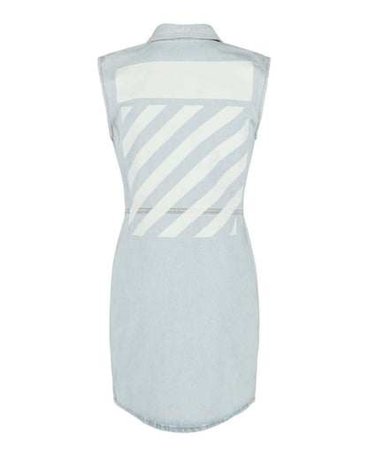 OFF-WHITE Diag Sleeveless Shirt Dress Blue