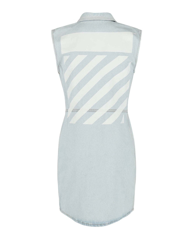 OFF-WHITE Diag Sleeveless Shirt Dress Blue