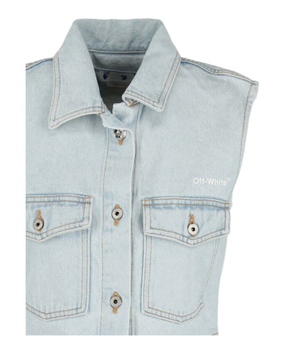 OFF-WHITE Diag Sleeveless Shirt Dress Blue