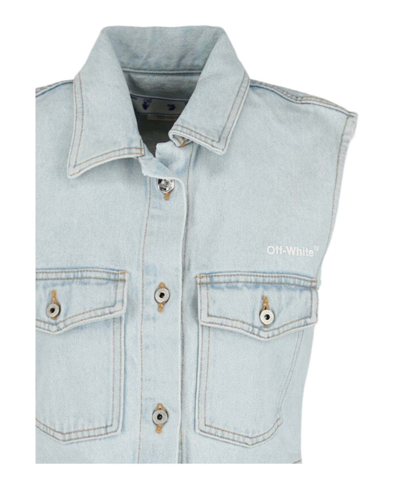 OFF-WHITE Diag Sleeveless Shirt Dress Blue
