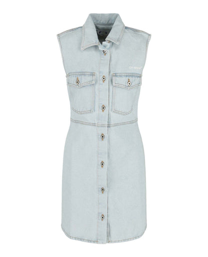OFF-WHITE Diag Sleeveless Shirt Dress Blue