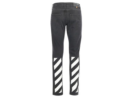 OFF-WHITE Diag Slim Fit Denim Jeans Jeans Black/White